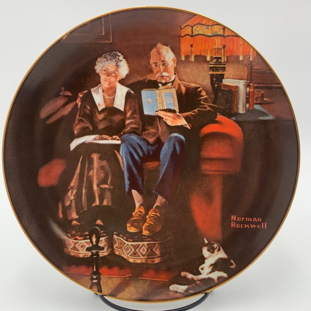 Knowles "Evening's Ease" Norman Rockwell Collector Plate Limited Edition 84' VTG
